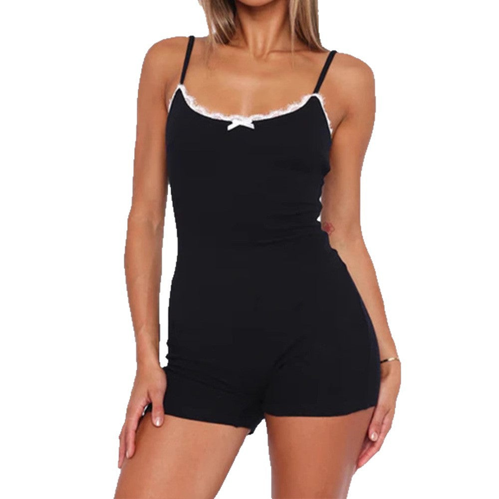 Women’s Casual Versatile Jumpsuit – Fitted Design with Lace Details