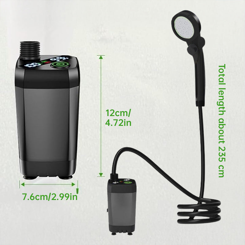 Portable Camping Shower – 6000mAh Rechargeable Battery with Digital Display