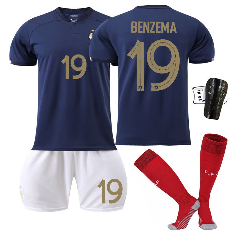 France National Team Jersey Set – World Cup Edition (Mbappé #10, Benzema #19, Dembélé #11, Giroud #9)