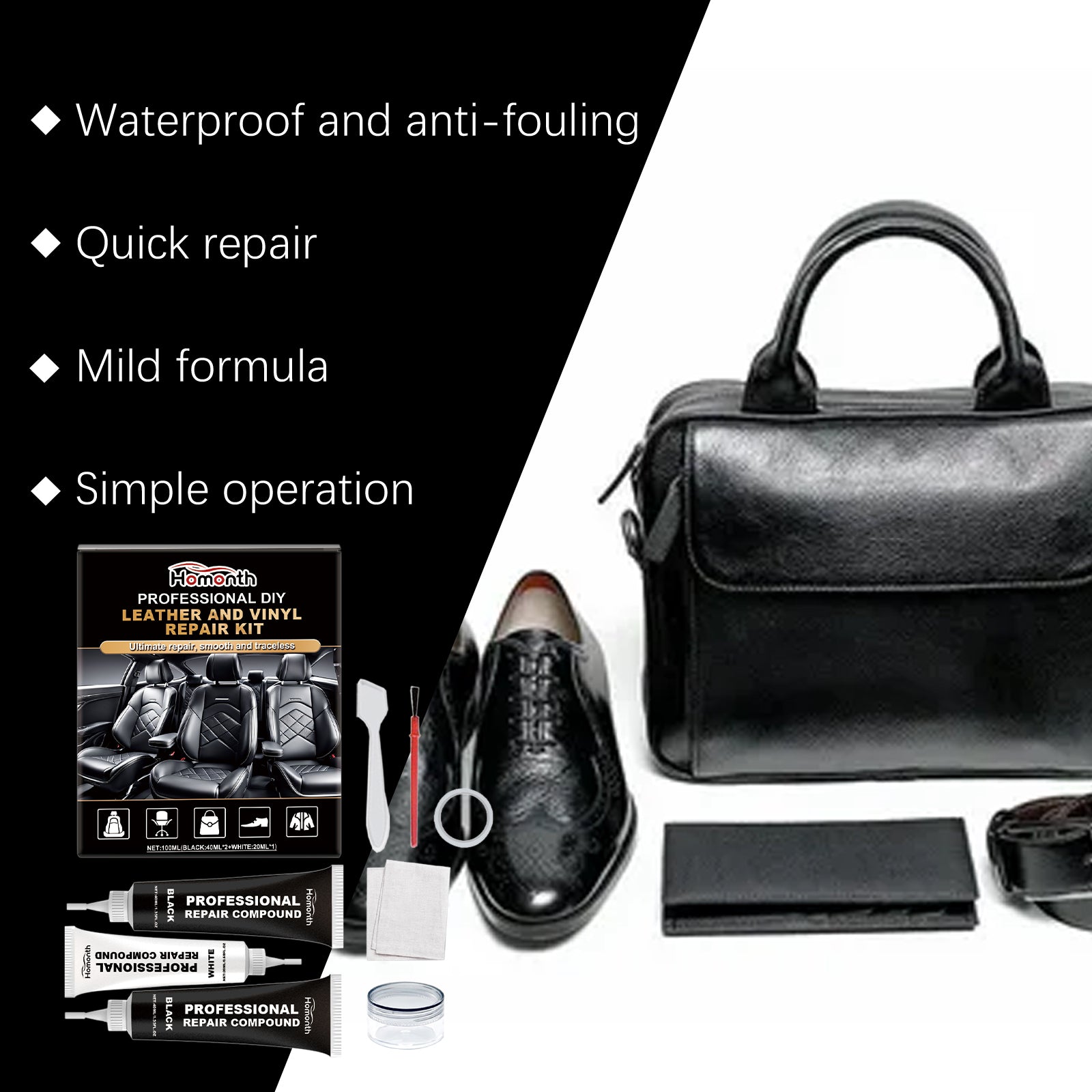 Leather Seat Repair Kit – Restore Cracks, Scratches & Faded Color in Minutes