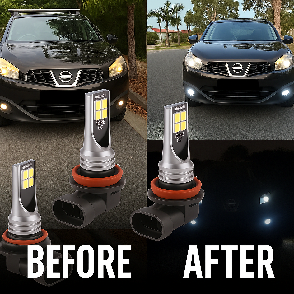 2PCS H11 LED Fog Light Bulbs 6000K 12x3030SMD — Super Bright