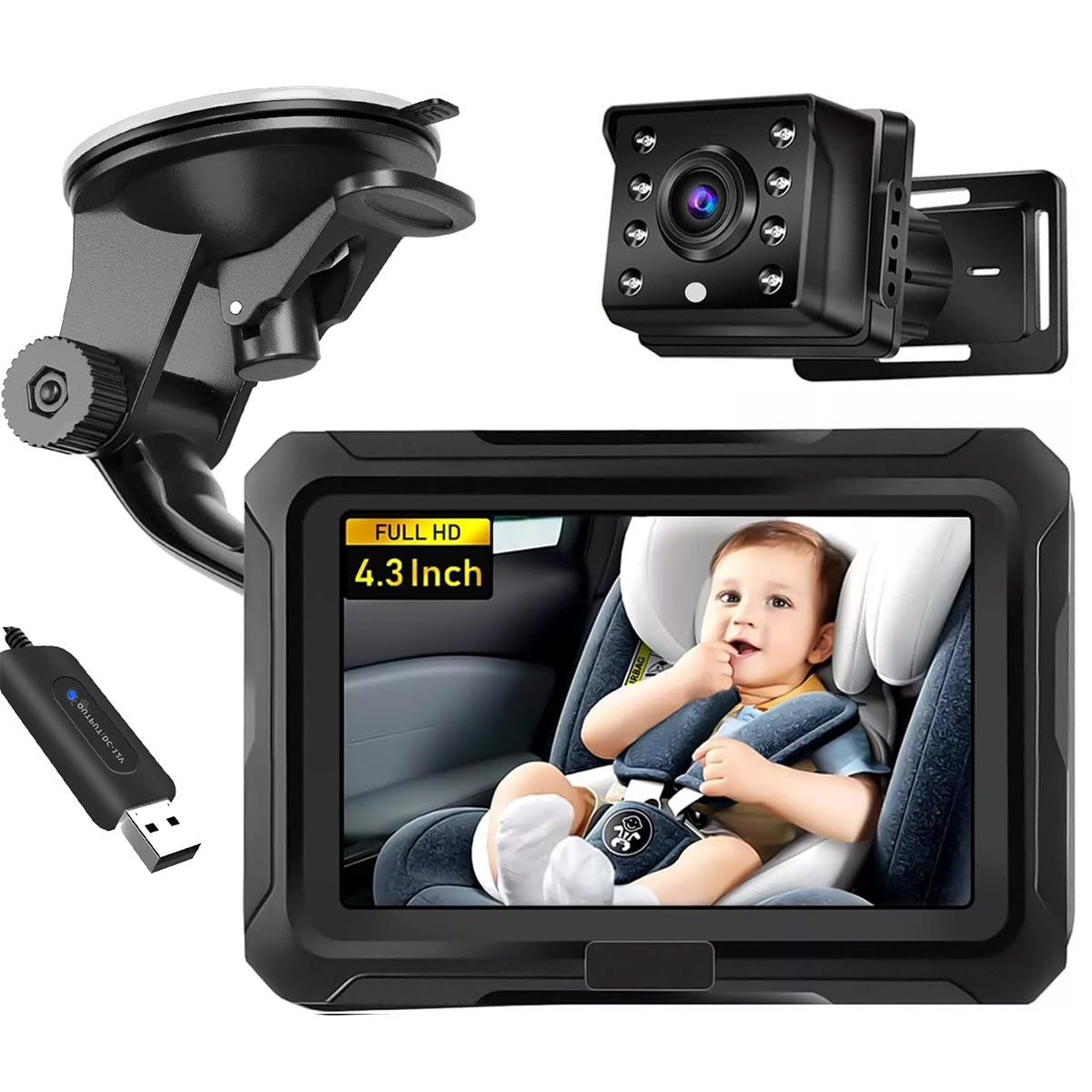 4.3" HD Car Baby Monitor - Easy install Rear Seat Camera For Parents