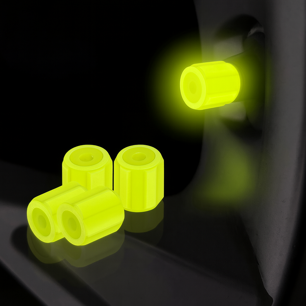 Neon Glow Tire Valve Caps –  Cars, Motorcycles & Bikes - Glow in the Dark