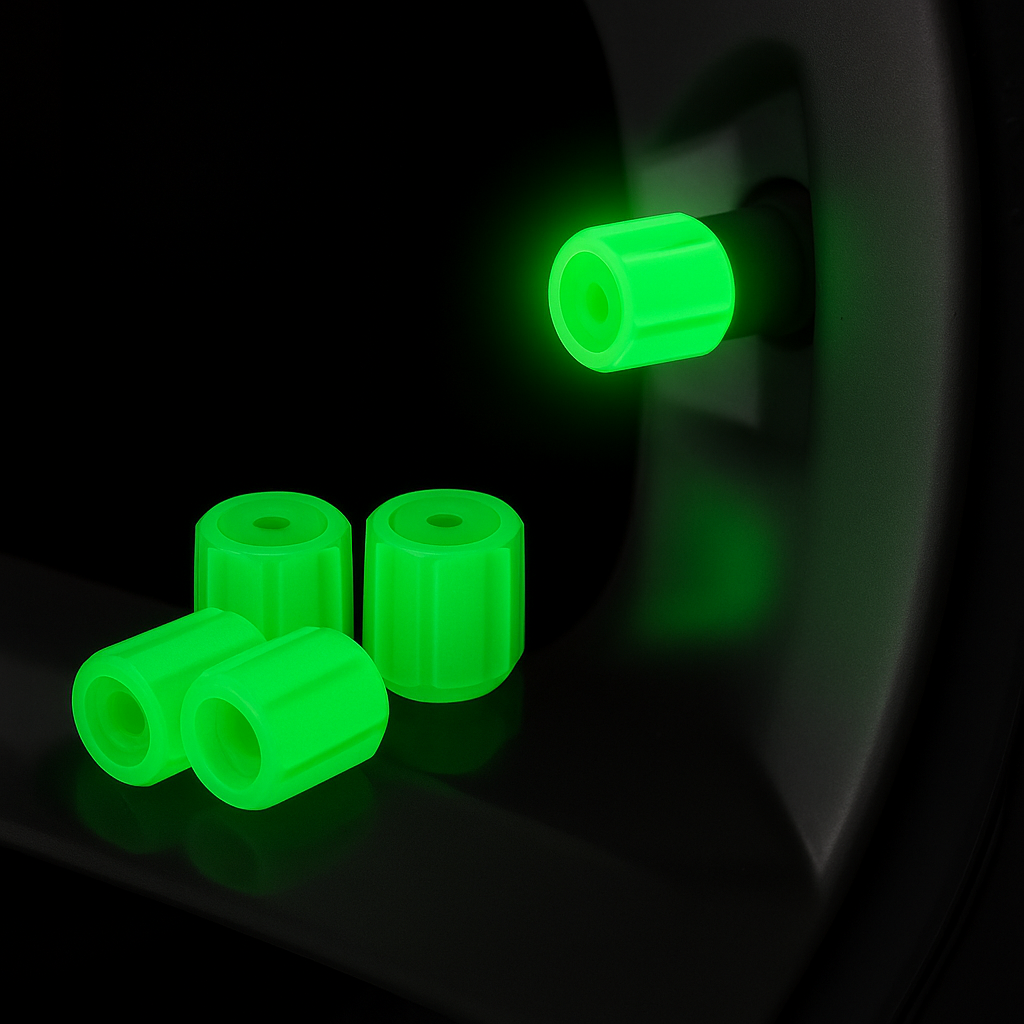 Neon Glow Tire Valve Caps –  Cars, Motorcycles & Bikes - Glow in the Dark