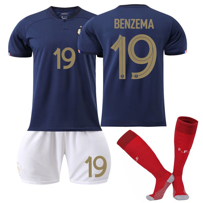 France National Team Jersey Set – World Cup Edition (Mbappé #10, Benzema #19, Dembélé #11, Giroud #9)