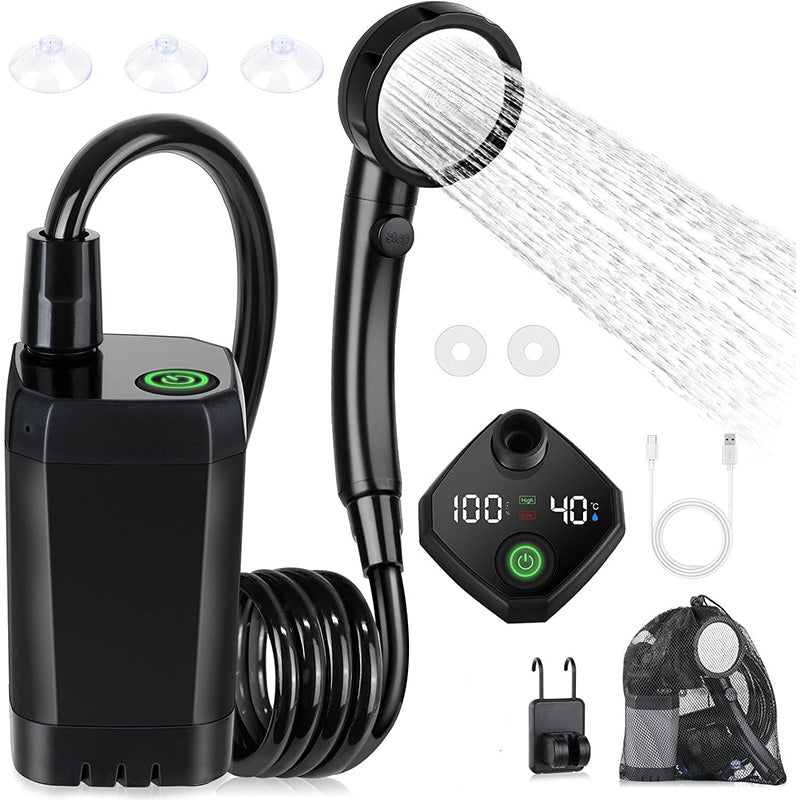Portable Camping Shower – 6000mAh Rechargeable Battery with Digital Display