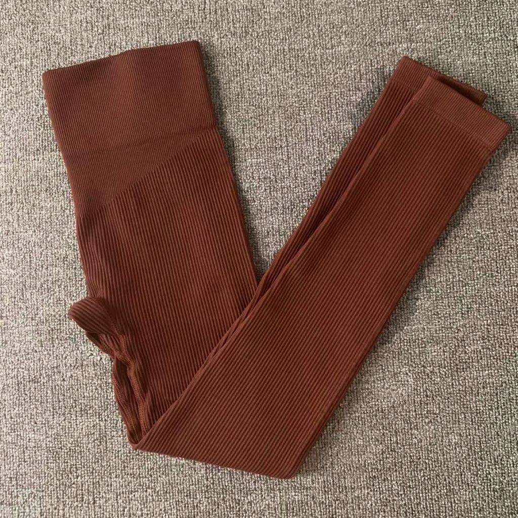 Seamless Yoga & Fitness Set – Long Sleeve Crop Top + High-Waist Leggings for Women