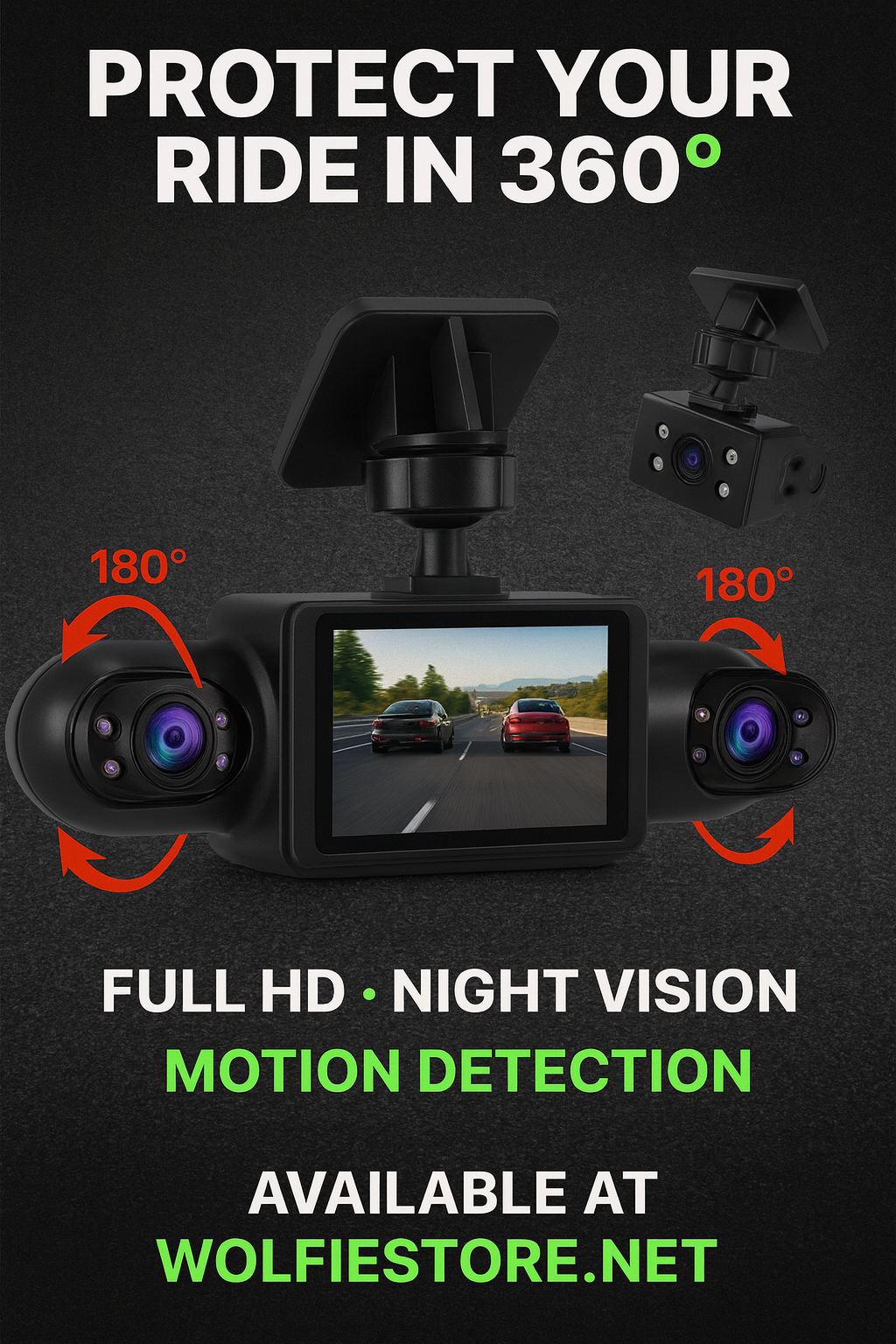 360° Dash Cam – 4K Ultra HD Car Camera with Night Vision & Parking Monitor