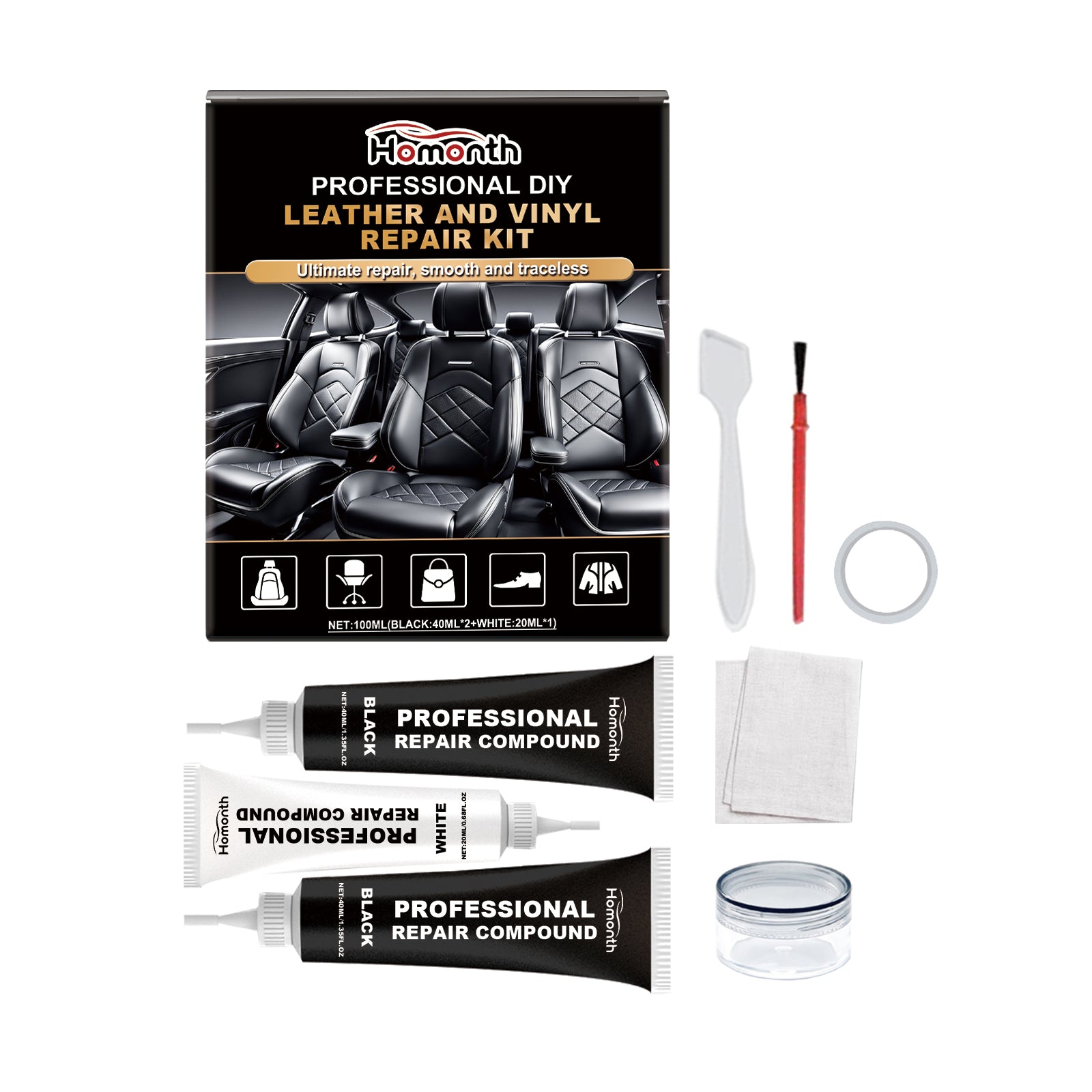 Leather Seat Repair Kit – Restore Cracks, Scratches & Faded Color in Minutes