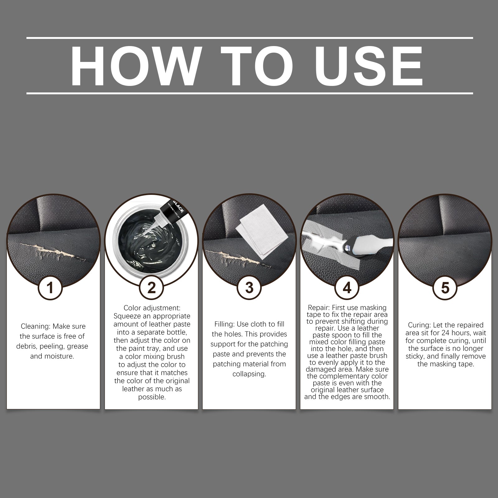 Leather Seat Repair Kit – Restore Cracks, Scratches & Faded Color in Minutes