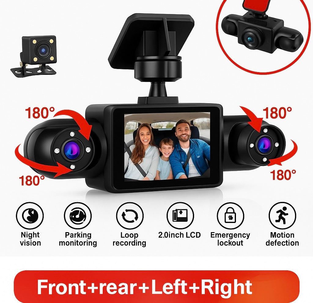 360° Dash Cam – 4K Ultra HD Car Camera with Night Vision & Parking Monitor