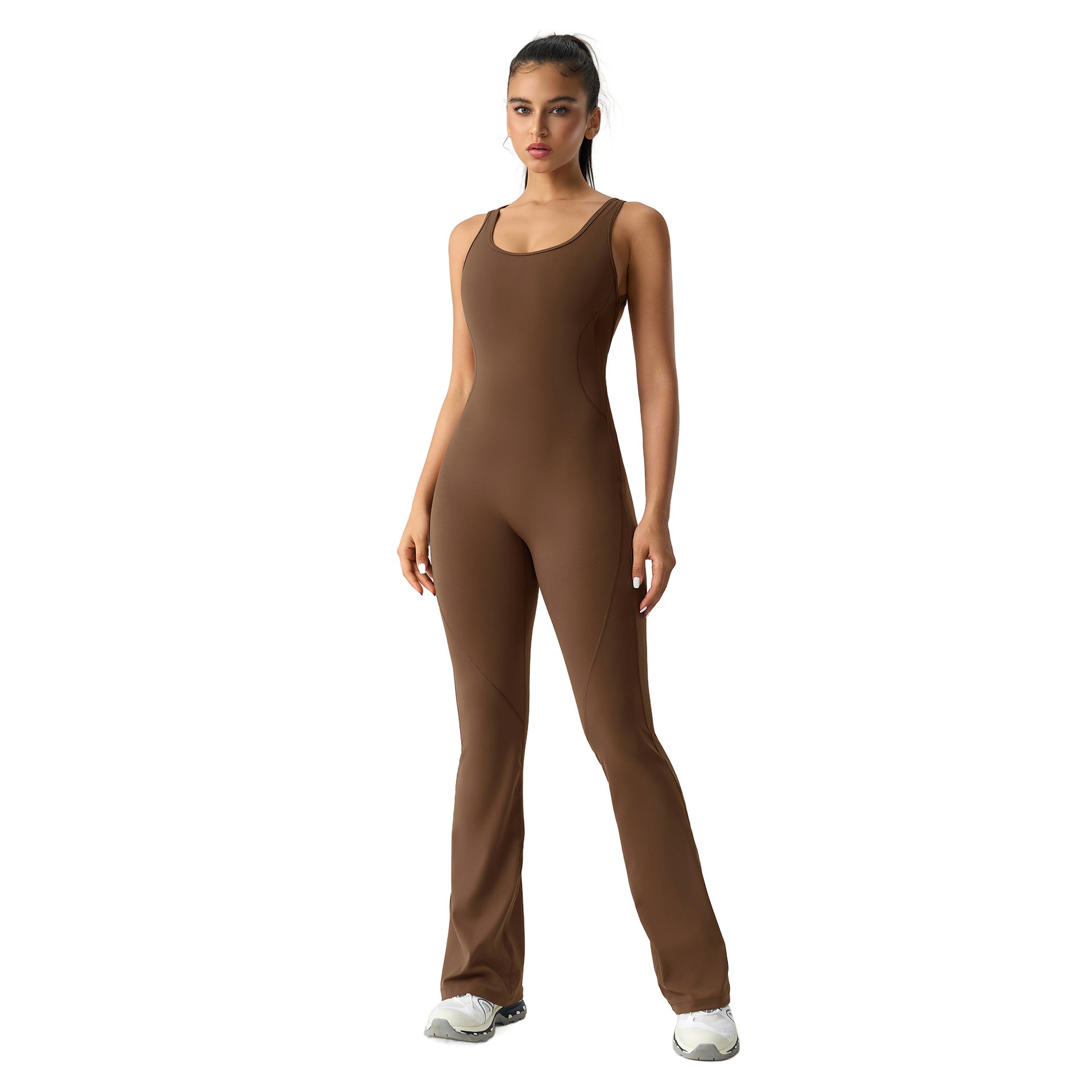 Horn Yoga Jumpsuit – Body Shaping Fitness Suit with Elastic Back & Sleek Fit