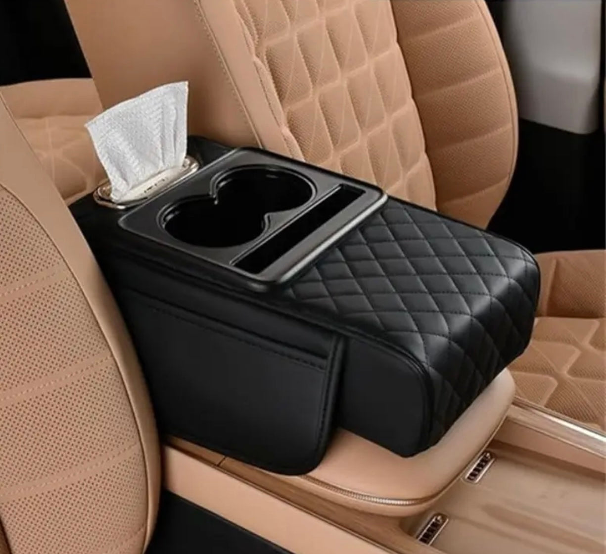 Luxury Car Armrest Storage Box – Heightening Pad with Cup Holder & Organizer