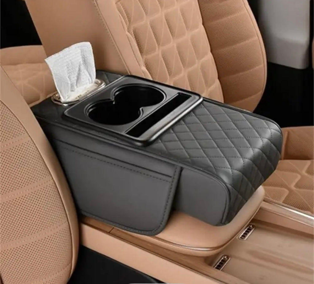 Luxury Car Armrest Storage Box – Heightening Pad with Cup Holder & Organizer