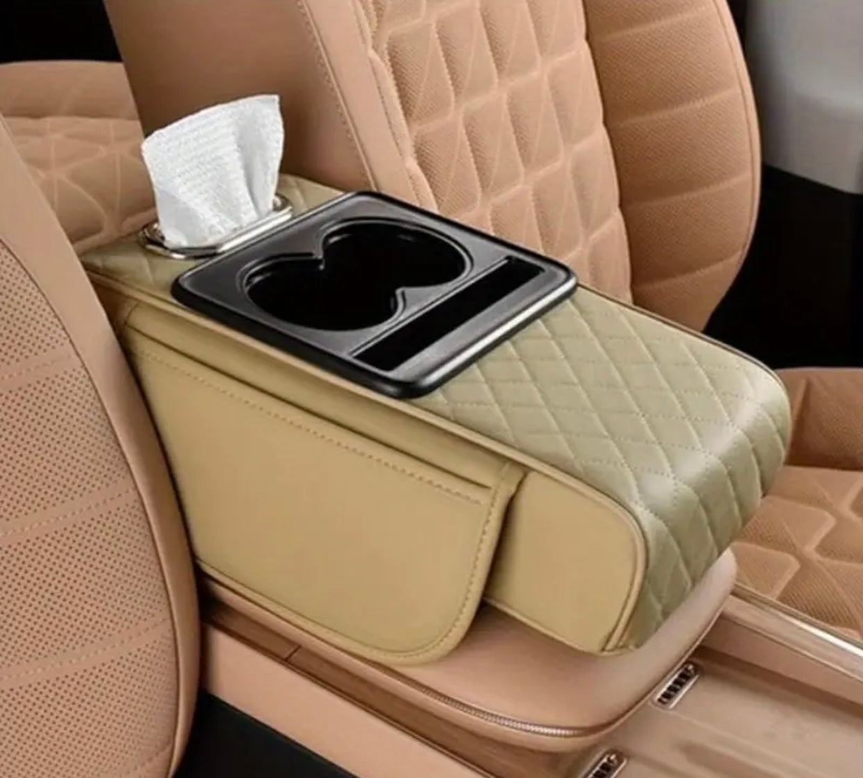 Luxury Car Armrest Storage Box – Heightening Pad with Cup Holder & Organizer