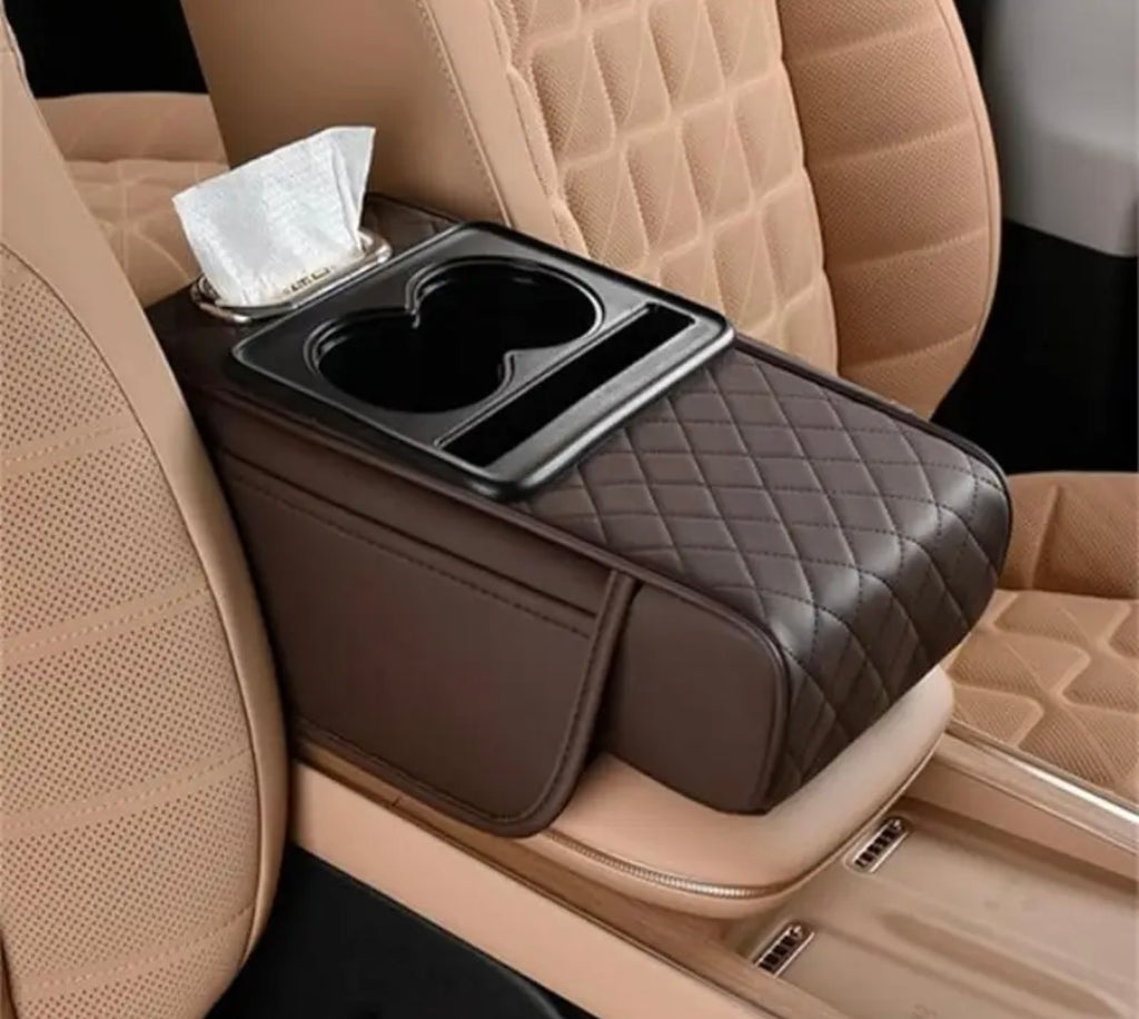 Luxury Car Armrest Storage Box – Heightening Pad with Cup Holder & Organizer