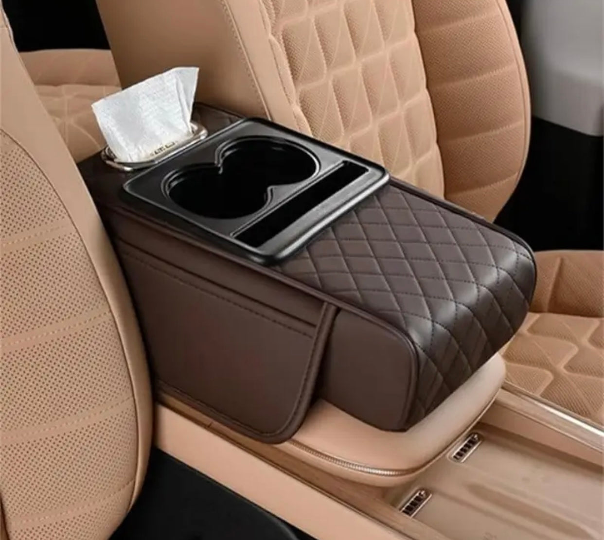 Luxury Car Armrest Storage Box – Heightening Pad with Cup Holder & Organizer
