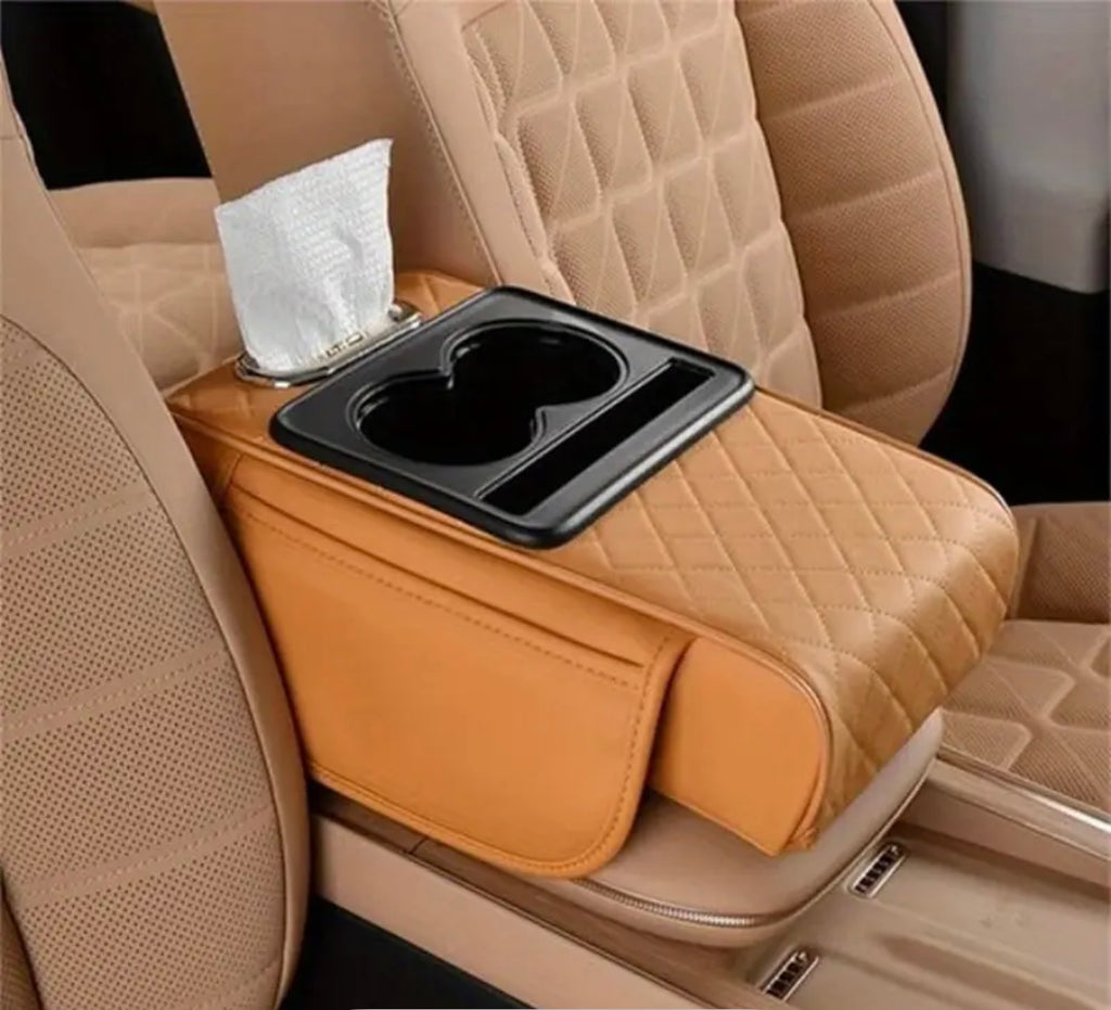 Luxury Car Armrest Storage Box – Heightening Pad with Cup Holder & Organizer