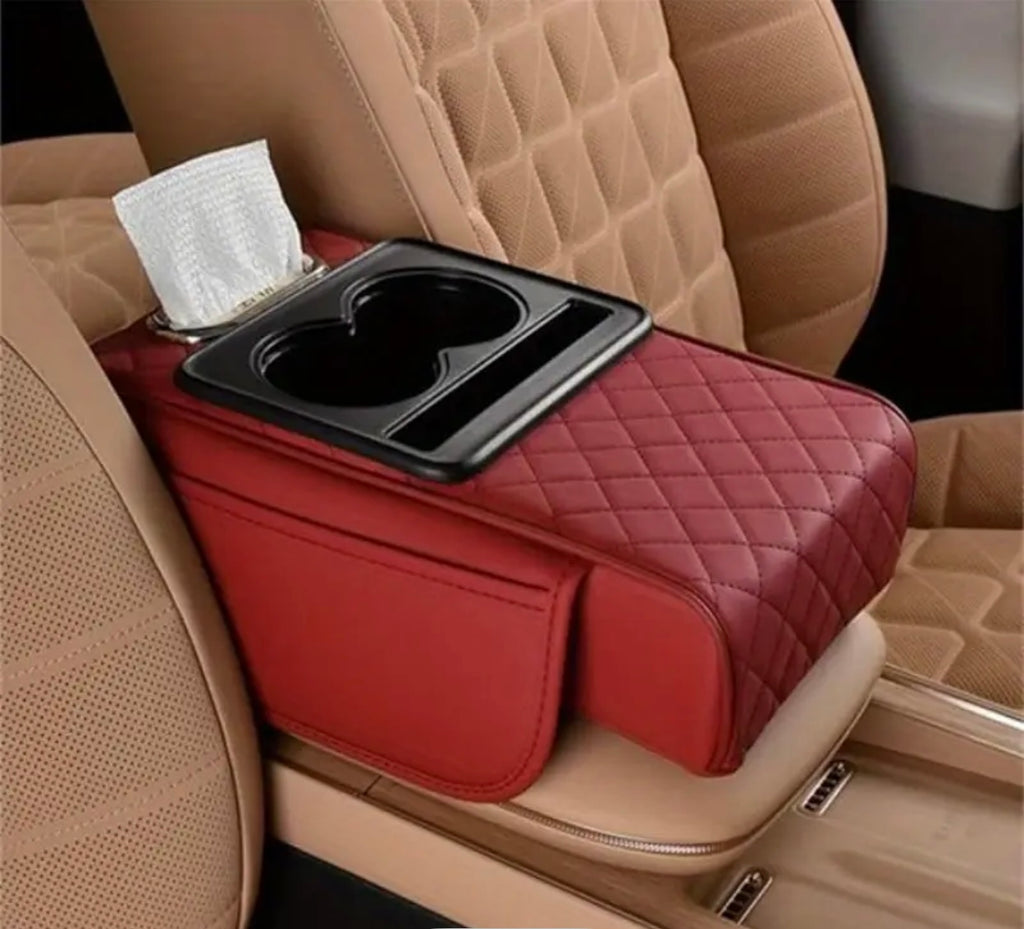 Luxury Car Armrest Storage Box – Heightening Pad with Cup Holder & Organizer