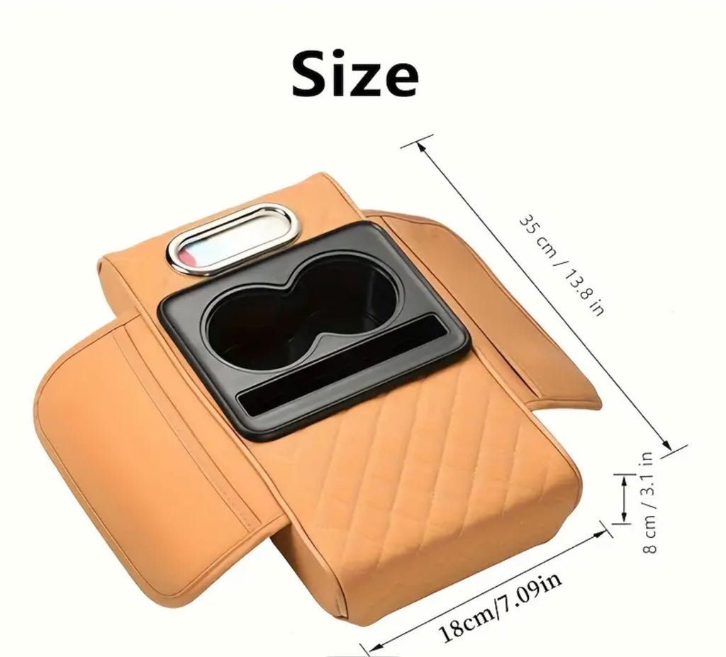 Luxury Car Armrest Storage Box – Heightening Pad with Cup Holder & Organizer