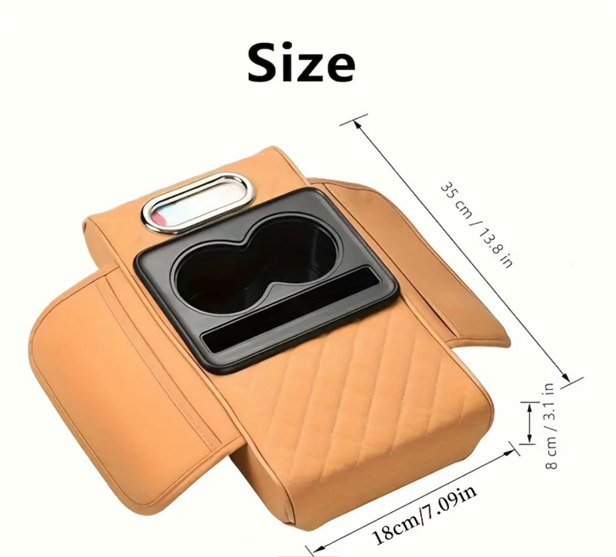 Luxury Car Armrest Storage Box – Heightening Pad with Cup Holder & Organizer