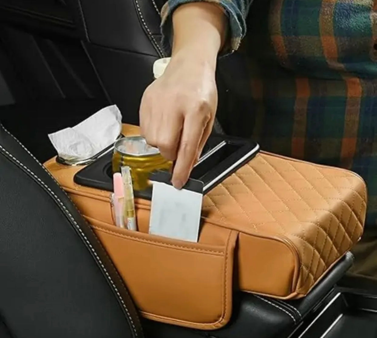 Luxury Car Armrest Storage Box – Heightening Pad with Cup Holder & Organizer