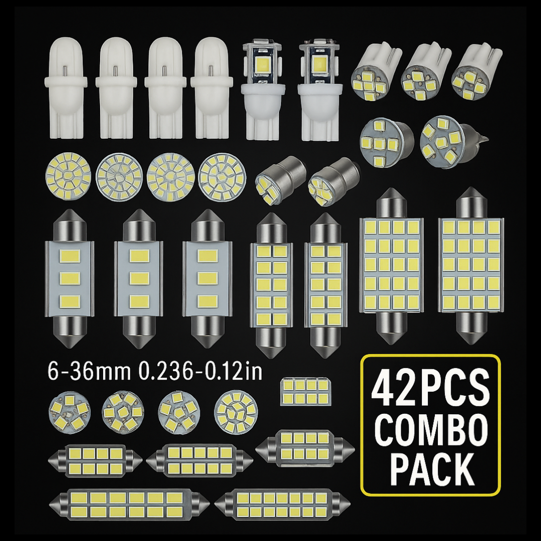 42PCS 12V LED Interior Car Light Kit – Super Bright 6000K White Light Upgrade